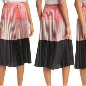 Club Monaco Colourblock Pink and Black Pleated Midi Skirt Size XSmall